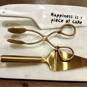 Set of pastry servers - Ceramic and Gold Matte Stainless Steel